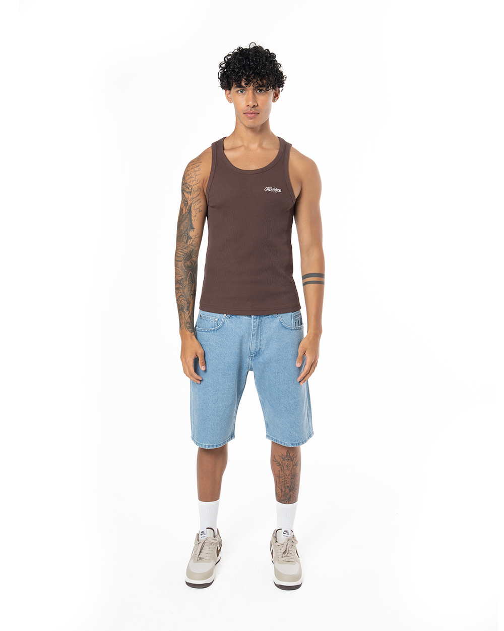 GARMENT DYE SIGNATURE TANK TOP - COCOA BROWN