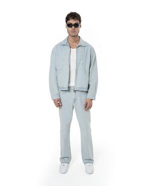 UNISEX SIGNATURE RAW DENIM PANTS - LIGHT BLUE