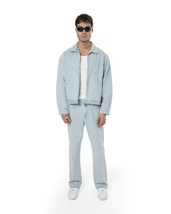 UNISEX SIGNATURE RAW DENIM PANTS - LIGHT BLUE