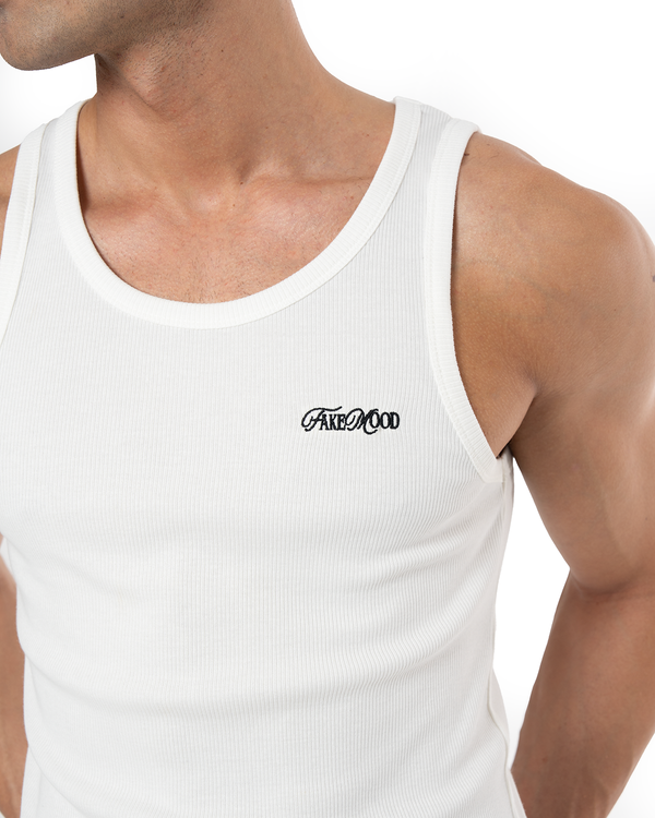 GARMENT DYE SIGNATURE TANK TOP - WHITE