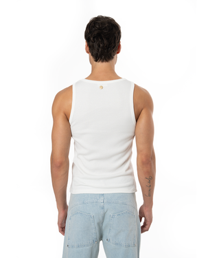 GARMENT DYE SIGNATURE TANK TOP - WHITE