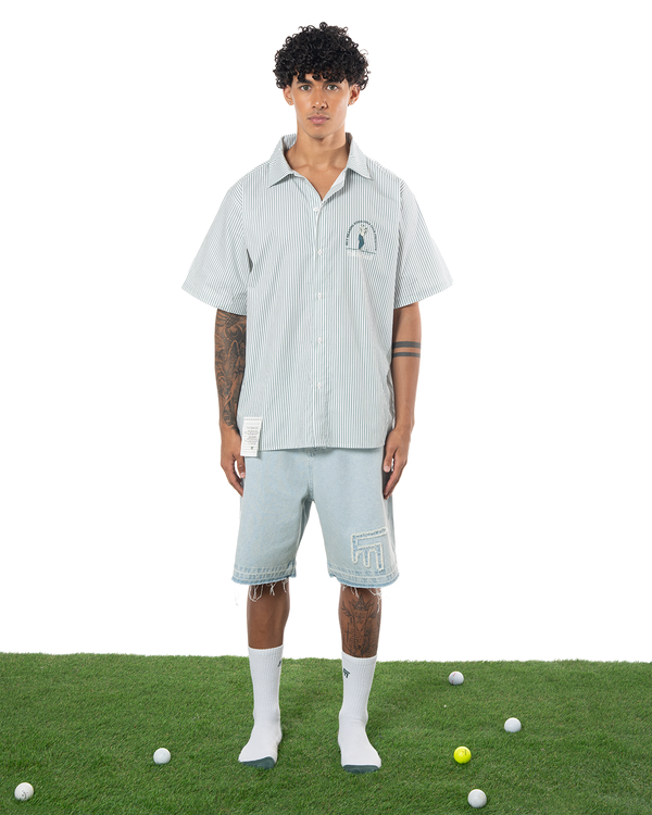 UNISEX STRIPED SLEEVE GOLF CLUB SHIRT - GREEN