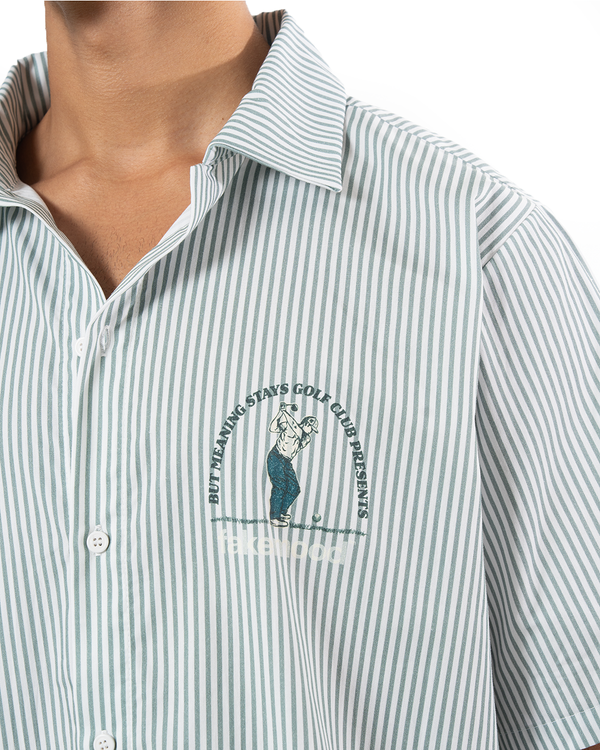 UNISEX STRIPED SLEEVE GOLF CLUB SHIRT - GREEN