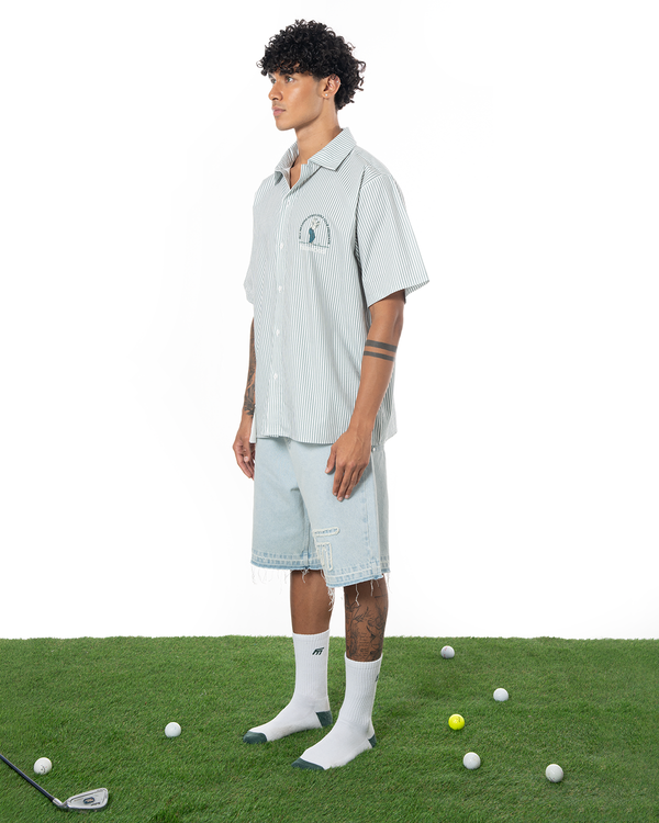 UNISEX STRIPED SLEEVE GOLF CLUB SHIRT - GREEN