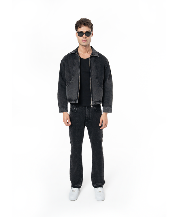 UNISEX SIGNATURE RAW DENIM PANTS - BLACK