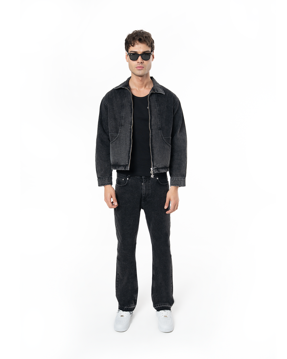 UNISEX SIGNATURE RAW DENIM JACKET - BLACK