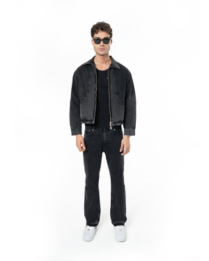 UNISEX SIGNATURE RAW DENIM JACKET - BLACK