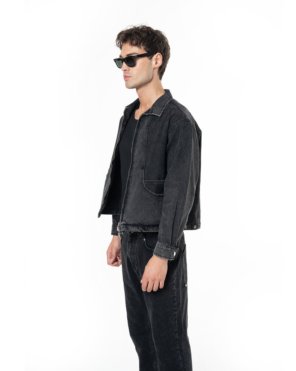 UNISEX SIGNATURE RAW DENIM JACKET - BLACK