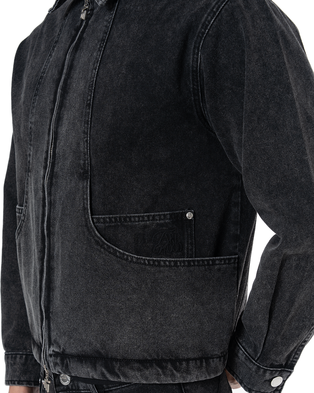 UNISEX SIGNATURE RAW DENIM JACKET - BLACK