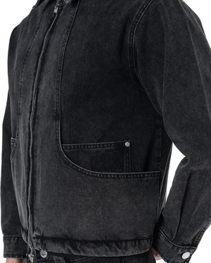 UNISEX SIGNATURE RAW DENIM JACKET - BLACK