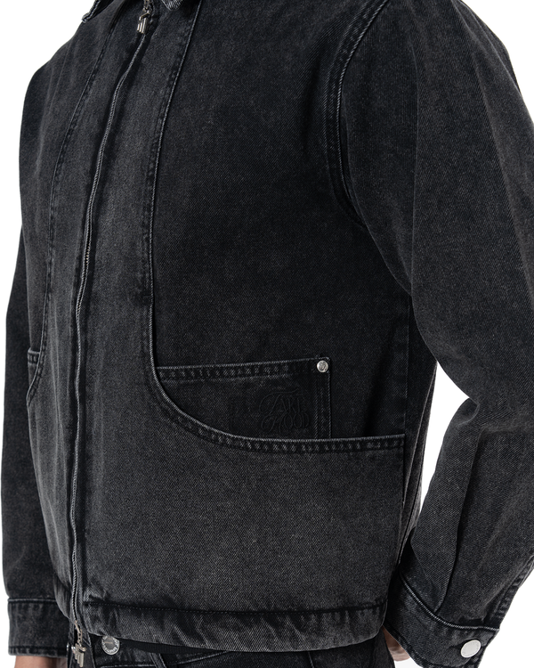 UNISEX SIGNATURE RAW DENIM JACKET - BLACK