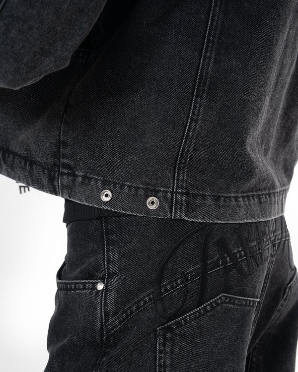 UNISEX SIGNATURE RAW DENIM PANTS - BLACK