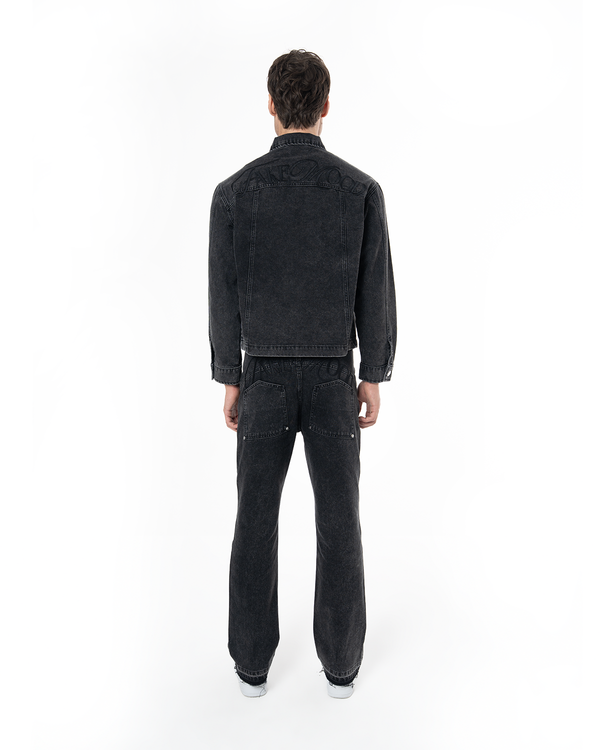 UNISEX SIGNATURE RAW DENIM JACKET - BLACK