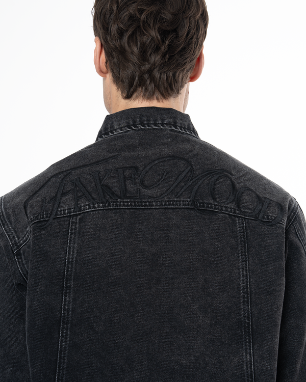 UNISEX SIGNATURE RAW DENIM JACKET - BLACK