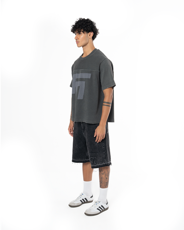 UNISEX HEAVY RIB BOXY TSHIRT - HARD COAL