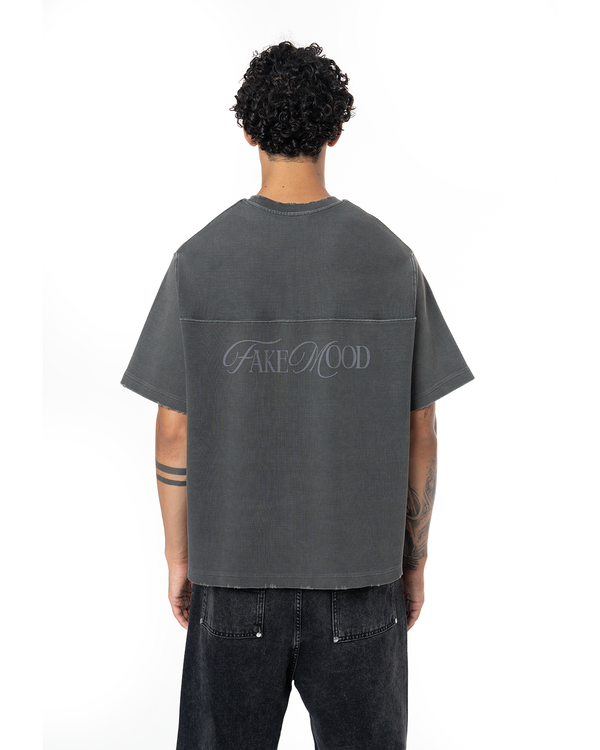 UNISEX HEAVY RIB BOXY TSHIRT - HARD COAL