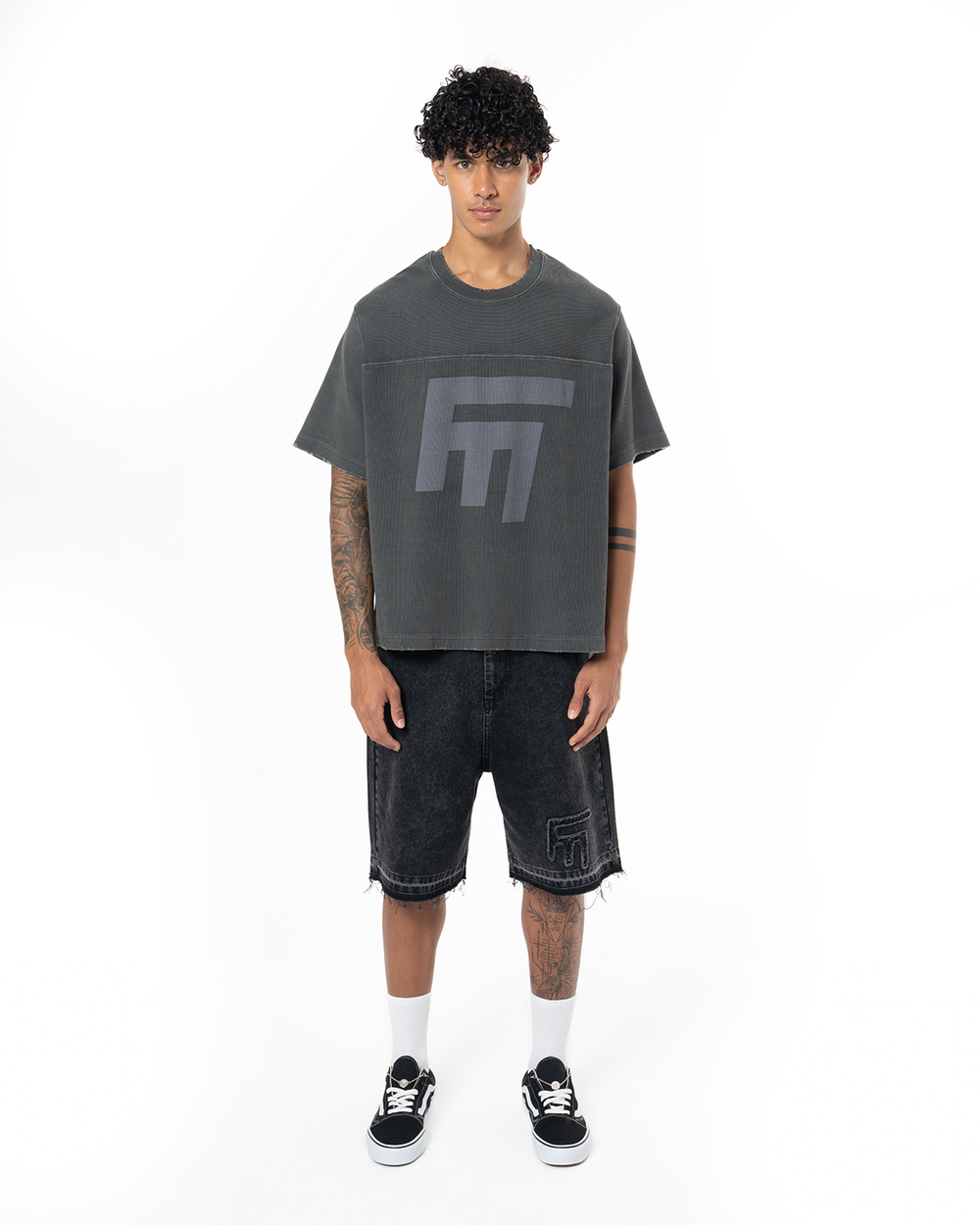 UNISEX HEAVY RIB BOXY TSHIRT - HARD COAL