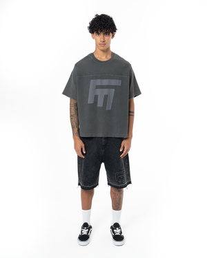 UNISEX HEAVY RIB BOXY TSHIRT - HARD COAL