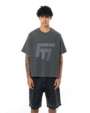 UNISEX HEAVY RIB BOXY TSHIRT - HARD COAL