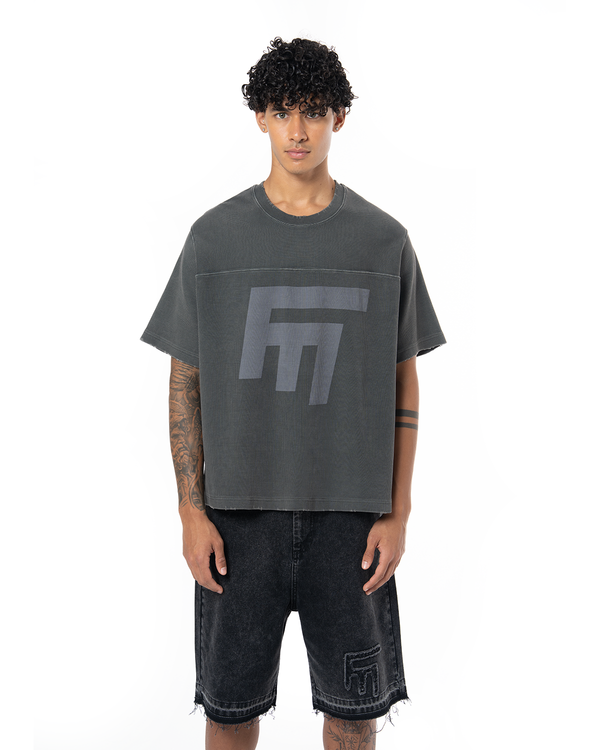 UNISEX HEAVY RIB BOXY TSHIRT - HARD COAL