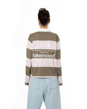 UNISEX STRIPED LONG SLEEVE POLO SHIRT - GREEN