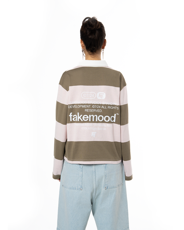 UNISEX STRIPED LONG SLEEVE POLO SHIRT - GREEN