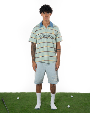 UNISEX STRIPED POLO T-SHIRT - GREEN