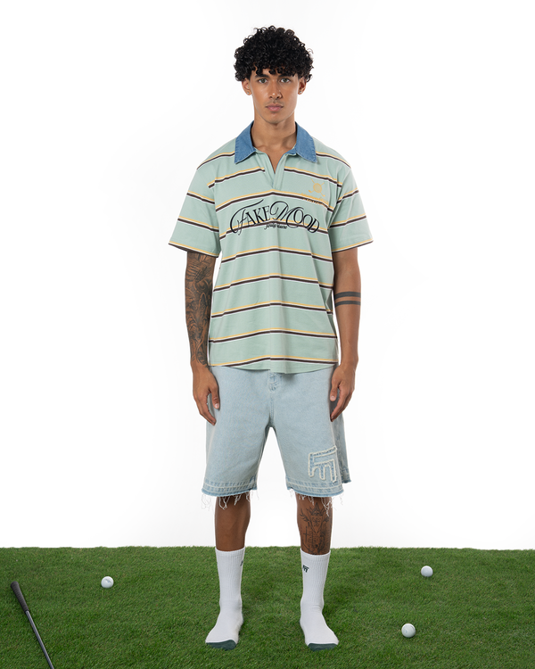 UNISEX STRIPED POLO T-SHIRT - GREEN