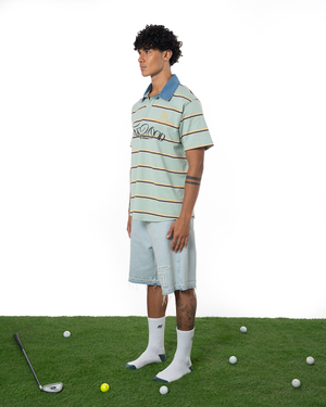 UNISEX STRIPED POLO T-SHIRT - GREEN