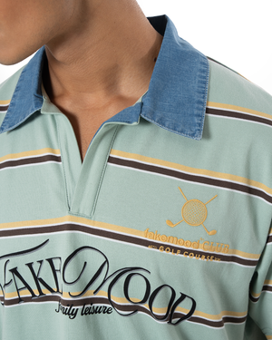 UNISEX STRIPED POLO T-SHIRT - GREEN