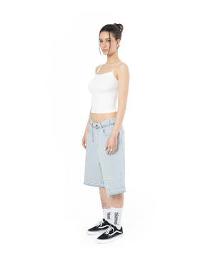 UNISEX LOVE FROM FAKEMOOD❤︎ BAGGY DENIM SHORT - LIGHT BLUE