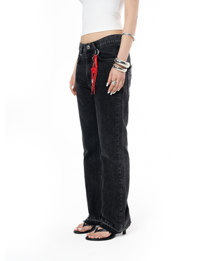 UNISEX SIGNATURE RAW DENIM PANTS - BLACK