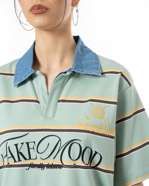 UNISEX STRIPED POLO T-SHIRT - GREEN