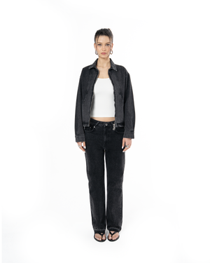 UNISEX SIGNATURE RAW DENIM PANTS - BLACK