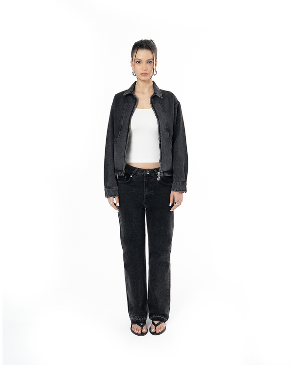 UNISEX SIGNATURE RAW DENIM PANTS - BLACK