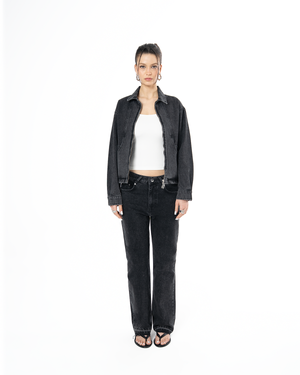 UNISEX SIGNATURE RAW DENIM JACKET - BLACK