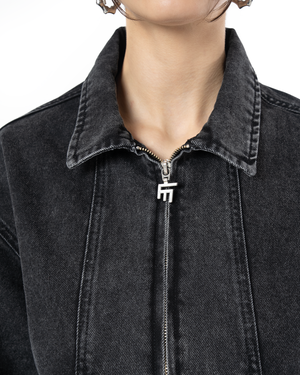 UNISEX SIGNATURE RAW DENIM JACKET - BLACK