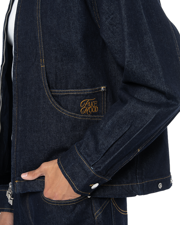 UNISEX SIGNATURE RAW DENIM JACKET - INDIGO