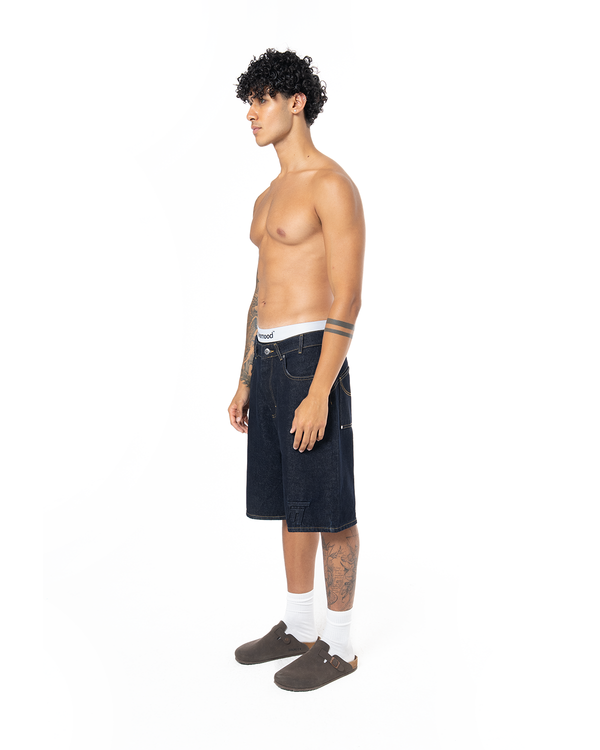 UNISEX SIGNATURE RAW DENIM SHORT - INDIGO