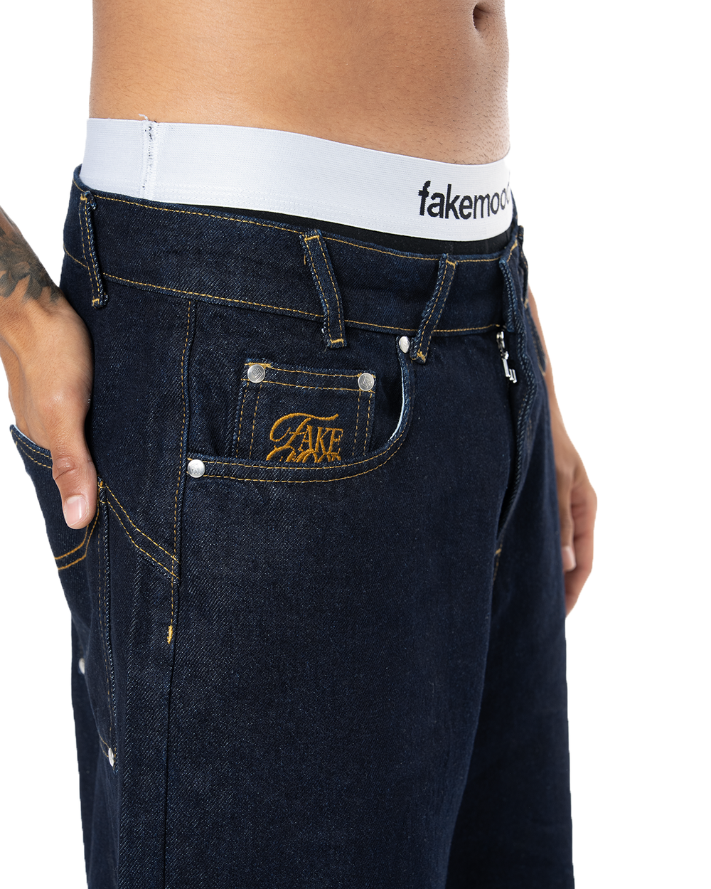Raw Denim Oversize Kot Şort - Lacivert