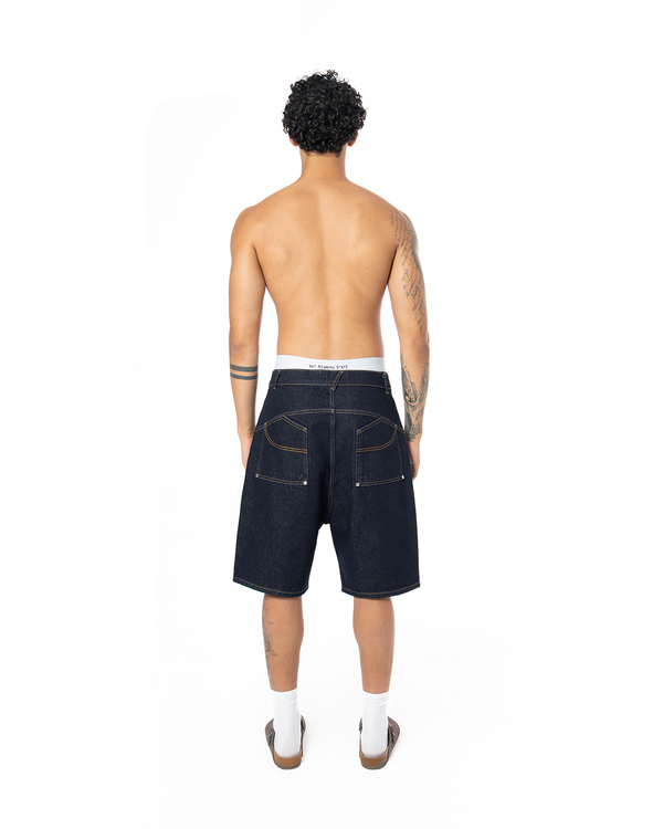 UNISEX SIGNATURE RAW DENIM SHORT - INDIGO
