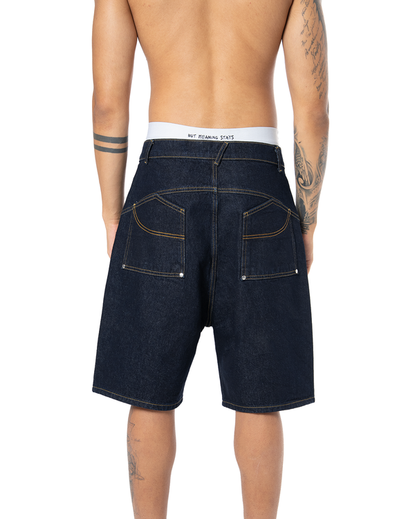 UNISEX SIGNATURE RAW DENIM SHORT - INDIGO
