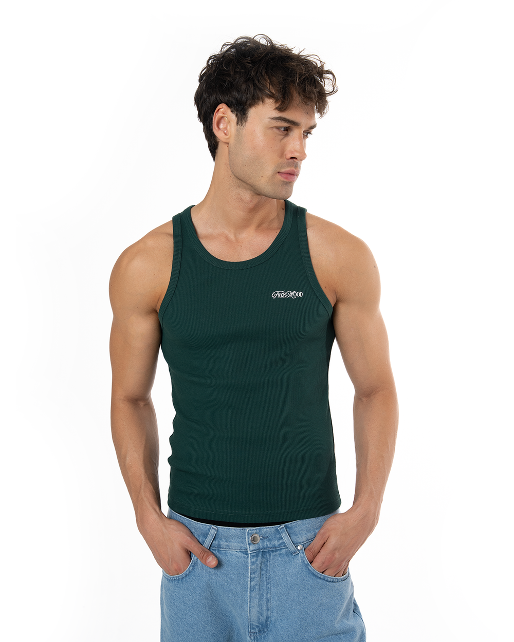 ERKEK FAKEMOOD NAKIŞLI TOP TANK - YEŞİL