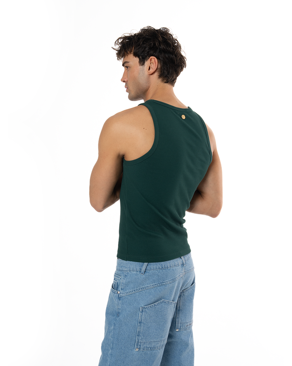 GARMENT DYE SIGNATURE TANK TOP - DARK GREEN