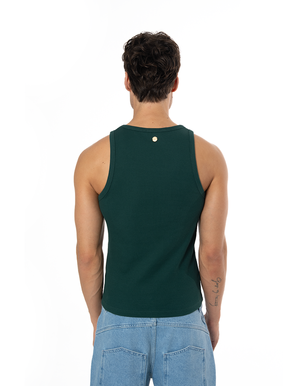 GARMENT DYE SIGNATURE TANK TOP - DARK GREEN