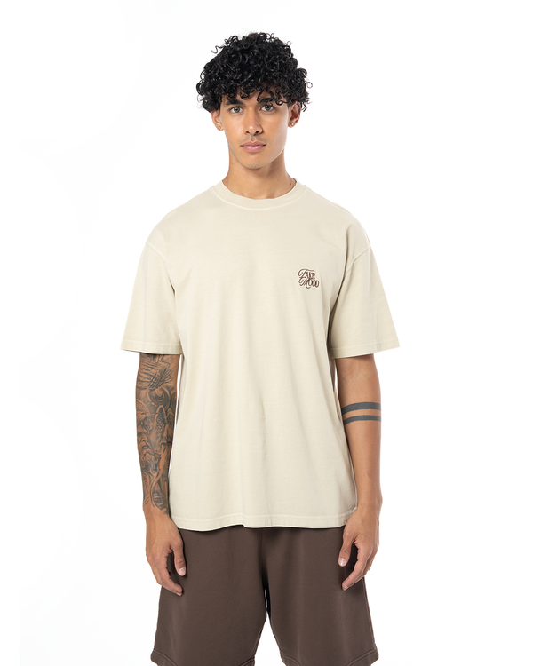 UNISEX GARMENT DYE SIGNATURE TEE - CREAM