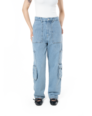 UNISEX DETROIT DENIM CARGO PANTS - BLUE