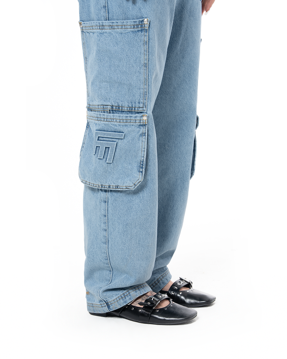 UNISEX DETROIT DENIM CARGO PANTS - BLUE