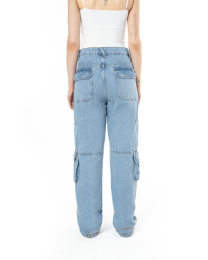 UNISEX DETROIT DENIM CARGO PANTS - BLUE