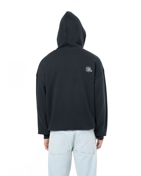 UNISEX ASYMMETRIC ZIP FULL ZIP SWEATSHIRT - BLACK